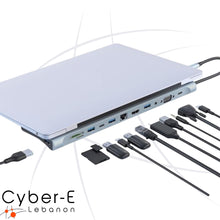 Load image into Gallery viewer, Docking Station 12 in 1 USB-C™ Hub VGA HDMI DP RJ45 with Micro SD/SD Reader
